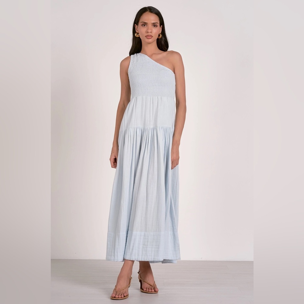 Elan One-Shoulder Light Blue Dress